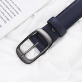 Ceinture femme vintage en cuir bleu marine avec boucle à ardillon gris mat élégante - Taille unique / Bleu marine