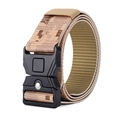 Detailed view of desert camo nylon tactical belt featuring quick-release alloy buckle - 125cm / Jungle Yellow