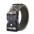 Macro detail of camouflage nylon tactical belt with durable metal quick release buckle - 125cm / Light Camo Green