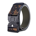 Detail of pixel camouflage tactical belt featuring heavy-duty quick release buckle - 125cm / Dark Camo Green