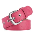 Cintura da donna vintage rosa con motivo trapuntato a rombi e fibbia in metallo satinato - Rosa Rosso / Larghezza 3,8 cm esclusa fibbia lunghezza 102 cm