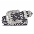Cintura Y2K in stile western con strass scintillanti e fibbia floreale incisa da donna - 115cm / Viola