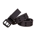 Men's dark grey canvas belt with double grommets and matte black double prong buckle - Gray / 110cm