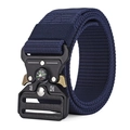 Detail of navy nylon tactical belt with cobra buckle featuring a built-in compass - 125cm / Navy Blue