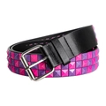 Cintura Punk Rock Y2K con tripla fila di borchie a piramide viola e rosa su pelle - Stile A / 110cm