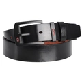 Cintura da uomo in pelle nera con fibbia opaca ed elementi decorativi rossi - Nero / 130cm