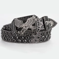 Gotischer Strassgürtel mit Adlerschnalle und schwarzen Kristallen für Punk-Rock-Styles - Schwarz