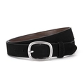 Cintura classica in pelle scamosciata nera con fibbia ovale argento opaco per jeans - 105cm / Nero