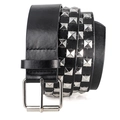Cintura punk rock nera Y2K con tre file di borchie a piramide argentate - Argento / 110cm