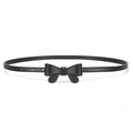 Cintura sottile in pelle nera per bambina con fiocco delicato e fori regolabili - Lunghezza 90 Larghezza 1.0 / Nero