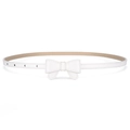 Ceinture fine en similicuir blanc avec boucle nœud élégante et surpiqûres - Blanc