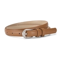 Women's slim brown PU leather belt with silver pin buckle for jeans and casual wear - Camel