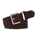 Cintura da donna vintage scamosciata leopardata con fibbia quadrata argento opaco - Leopardo Caffè