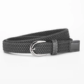 Cintura elastica intrecciata in tela grigio scuro con fibbia in metallo argentato - Grigio scuro