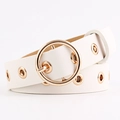Cintura da donna in pelle PU bianca con grande fibbia rotonda dorata e occhielli - Bianco