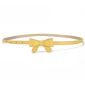Sottile cintura gialla da donna con fiocco decorativo e fori di regolazione - Lunghezza 90 Larghezza 1.0 / Giallo