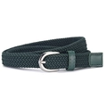 Cintura elastica intrecciata verde scuro con fibbia argento e dettagli in pelle pregiata - Verde Scuro