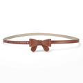 Cintura sottile marrone chic da donna con elegante fiocco decorativo e fibbia ad ardiglione - Lunghezza 90 Larghezza 1.0 / Cammello