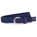 Cintura elastica intrecciata blu navy con fibbia argento e finiture in pelle coordinate - Blu navy