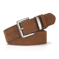 Cintura vintage in pelle scamosciata marrone con fibbia argento opaca da donna - Cammello