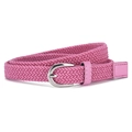 Cintura elastica intrecciata rosa da donna con fibbia ad ardiglione argento e ecopelle - Rosso rosa