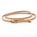 Cinturón fino trenzado a mano en color beige con hebilla de bronce retro para mujer - Estilo Fino / Caqui Beige