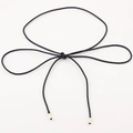 Fine ceinture tressée en similicuir noir pour femme avec embouts métalliques dorés - Bleu marine