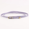 Slim hand-woven purple leather belt with a vintage gold pin buckle for women dresses - Purple