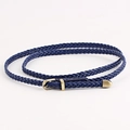 Navy blue handmade braided slim waist belt with a matte gold buckle for women - Sapphire Blue
