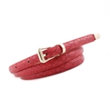 Elegant red snake pattern skinny belt for women with a gold pin buckle and metal tip - Regular / Red
