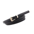 Women's slim black belt with elegant crocodile pattern and golden buckle - Regular / Black