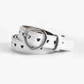 Cintura bianca in similpelle con fibbia a cuore argentata e fori a forma di cuore - Bianco / Lunghezza 90 Larghezza 2.3