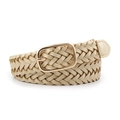 Ceinture tressée pour femme couleur champagne doré avec boucle carrée en métal élégante - Or / Longueur 110 Largeur 2.3