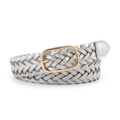 Silver woven waist belt with a golden square buckle for women fashion denim pants - Silver / Length 110 Width 2.3