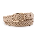 Chic beige braided waist belt for women with a polished gold square metal buckle - Khaki / Length 110 Width 2.3