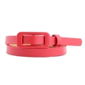 Cinturón fino de charol rojo vibrante con hebilla rectangular a juego para mujer - Rojo / Largo 107 Ancho 1.4