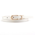 Cintura sottile in pelle bianca con fibbia a U in oro lucido per abiti da donna - Bianco / 105x1cm