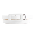 Cinturón estrecho de charol blanco con hebilla rectangular a juego para vestidos de mujer - Blanco / Largo 107 Ancho 1.4