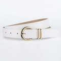 White faux leather belt for women featuring a gold round buckle and polished finish - White / 116*2.8