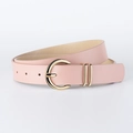 Chic women's faux leather belt in soft pink color with a golden horseshoe buckle - Pink / 116*2.8