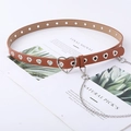 Brauner Punk-Gürtel mit Herz-Metallschnalle und Kettenverzierung für Jeans - 106cm x 2,3cm / Camel mit Kette