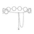 Modischer silberner Metallkettengürtel mit hohlen Kreisgliedern und Karabinerverschluss - Hohle Große Ring Taillenkette (z266) / Silber