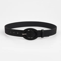 Cintura da donna nera glitterata con fibbia ovale scintillante e fori regolabili - Lunghezza 106 Larghezza 3.7 / Nero