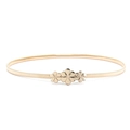 Elastischer goldener Metallkettengürtel für Damen mit drei eleganten, polierten Blumenmotiven - Spiegelpolierte Drei Blumen (z261) / Gold