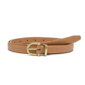 Brauner schmaler Ledergürtel für Damen mit goldener D-Schnalle im Vintage-Stil für Jeans - Standardausführung / Khaki