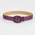 Cintura da donna con paillettes viola con fibbia ovale e fodera in vera pelle - Lunghezza 106 Larghezza 3.7 / Rosso Prugna