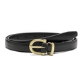 Cintura classica in pelle nera con fibbia vintage in ottone per moda donna - Tipo standard / Nero