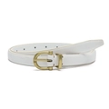 Cintura sottile bianca minimalista da donna con elegante fibbia a D in metallo dorato - Tipo standard / Bianco