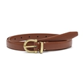 Cintura da donna in pelle marrone vintage con fibbia a ferro di cavallo in ottone retrò - Tipo standard / Cammello