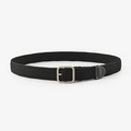 Cintura elastica intrecciata nera in tela con fibbia rettangolare in metallo argento - Regolare / Nero